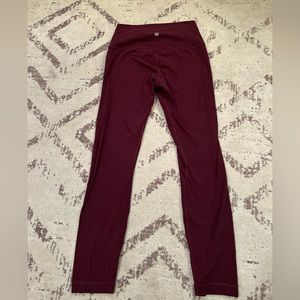 LULULEMON MAROON LEGGINGS SIZE 2